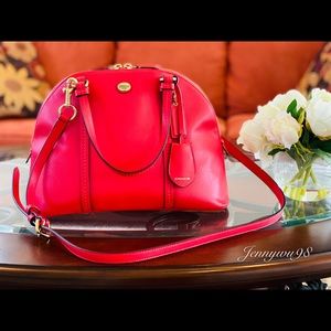 Coach coral red leather shoulder, crossbody bag